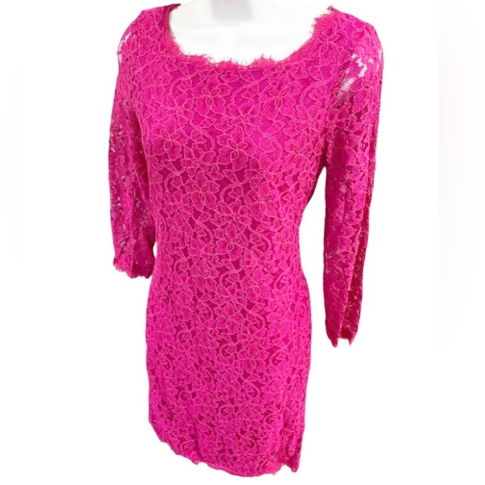 Diane Von Furstenberg Zarita Lace Mini Dress Size 6 - Picture 6 of 14